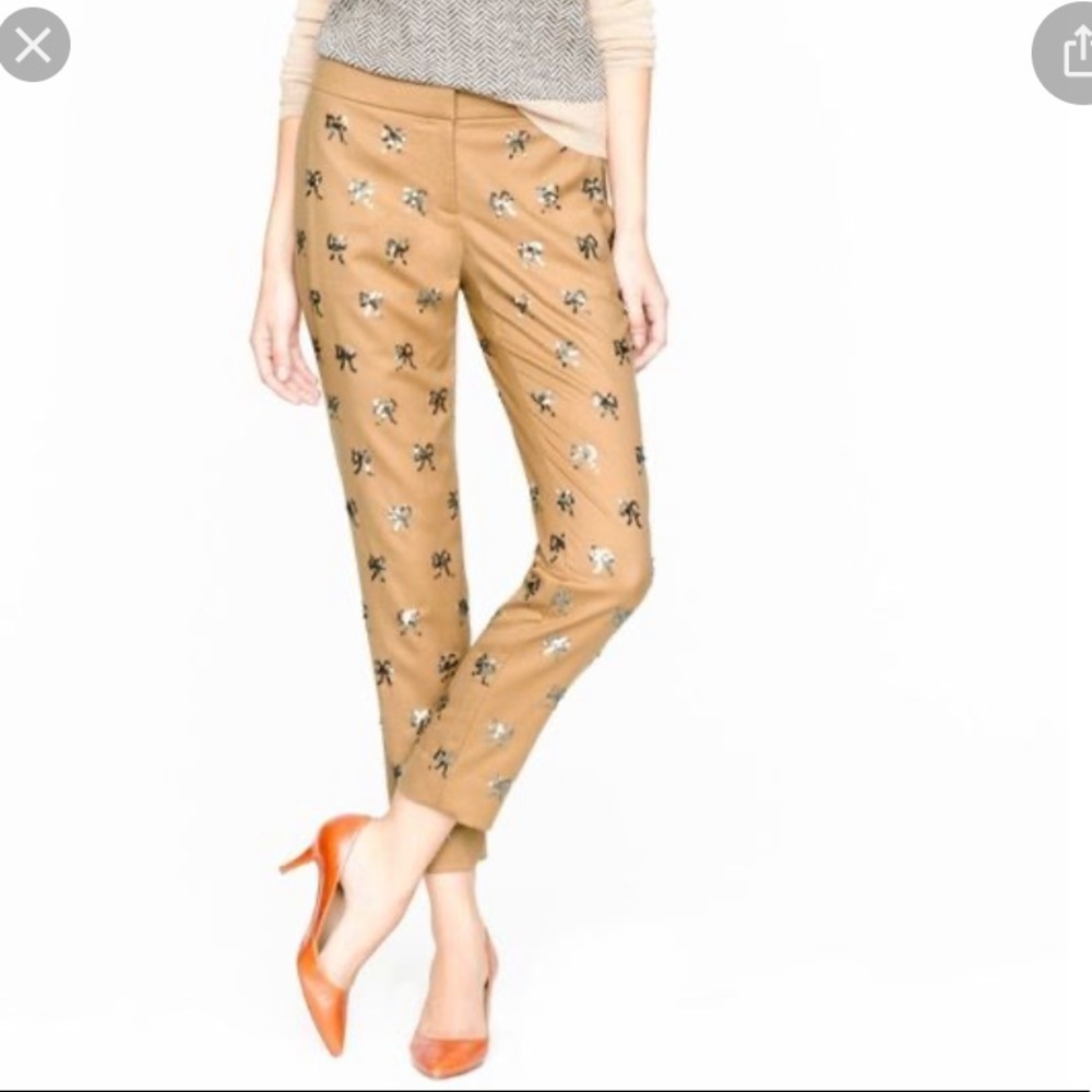 J. Crew collection sequin bow cafe capri